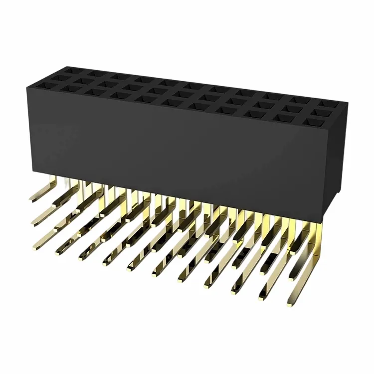 2,54mm Tiêu đề nữ Tripple Row Right Góc nhúng Y